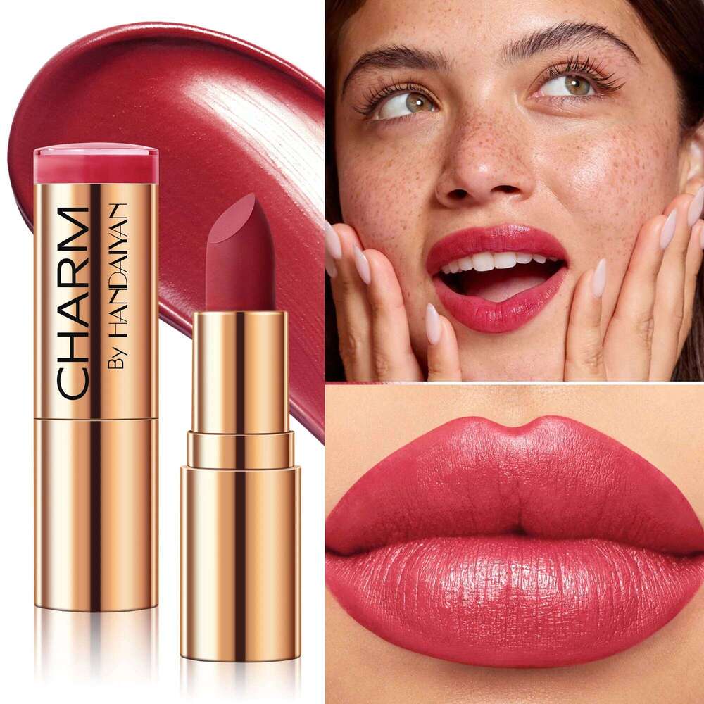 HANDAIYAN 8-Color Golden Tube Evenly Covers Lip Color Waterproof, Easy to Apply Moisturizing Lipstick W260311