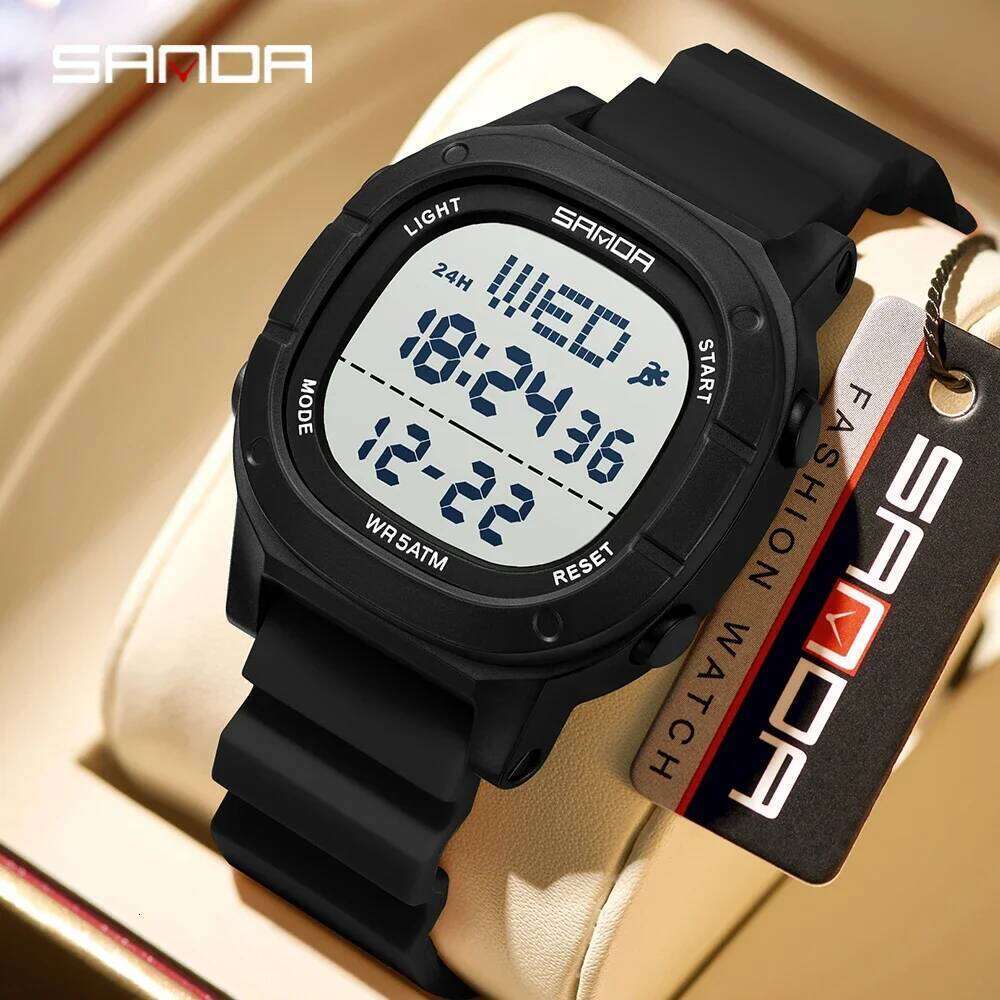 SANDA 9078 New Fashionable Men's Electronic Alarm Clock Timer Calendar Shock resistant Sports Leisure Digital Watch 2026