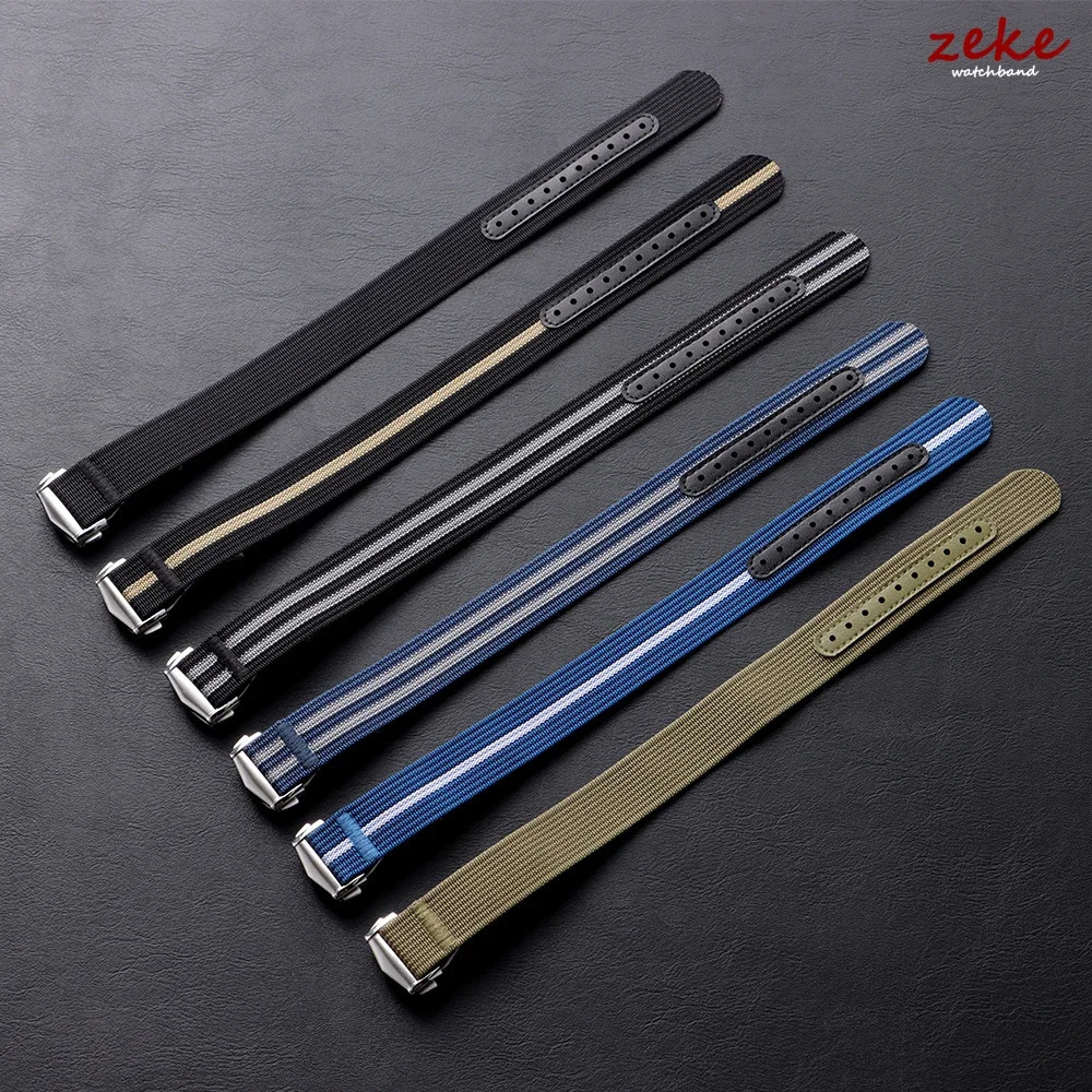 Ribbed Nylon Watch Band Canvas Nylon Strap 20mm for X Moon Men Women Sport Waterproof Folding Buckle Bracelet 260304