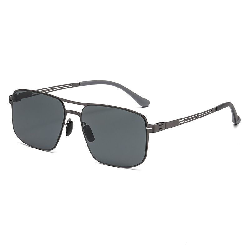 2026 New European American Fashion Square Frame Nylon Polarized Sunglasses for Men with Metal Temples and Double Bridge Sun Protection Glasses