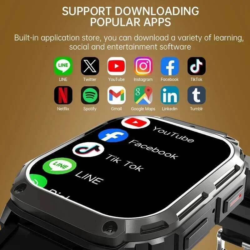 Q80 Men Smartwatch with 1.95-inch HD Display, 5G WiFi Health Fitness Tracker, 750mAh , Waterproof, for Apple Android