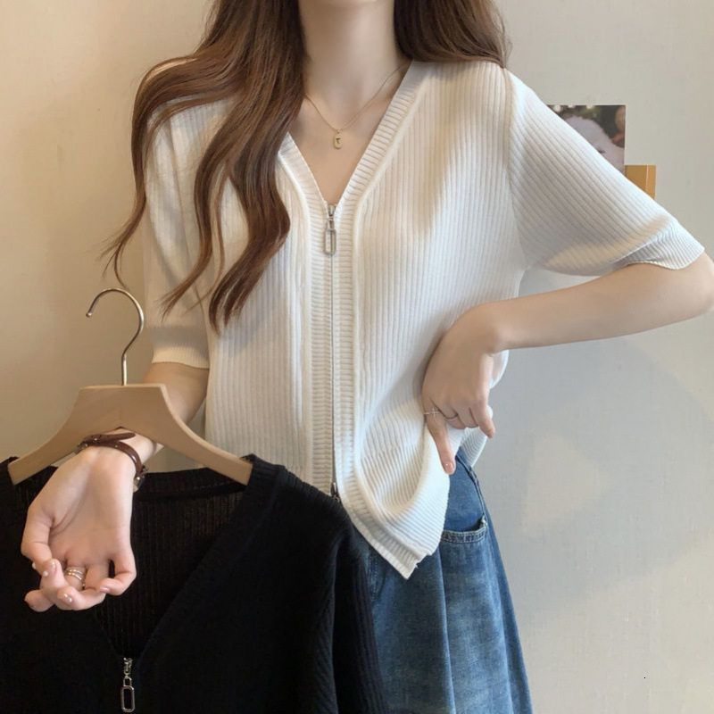 Plus-size Designer Hoodie Women's Clothing In Korean Style Shirt Tummy-concealing Polo Base Layer Imitation Knitwear For Women Summer Slimming Fo