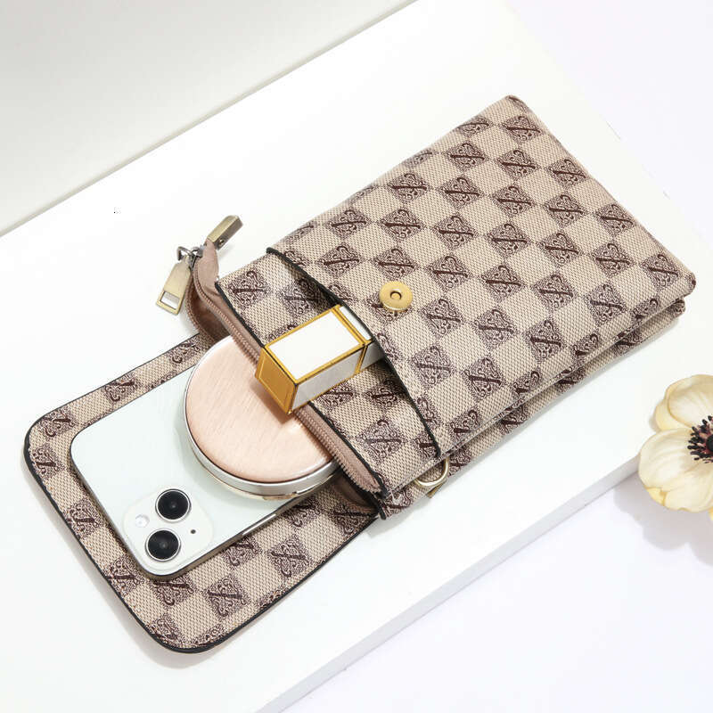 Luxury fashion wallet Women S Double Layer Crossbody Phone Trendy Letter Checkerboard Coin Mini Portable Shoulder Bag