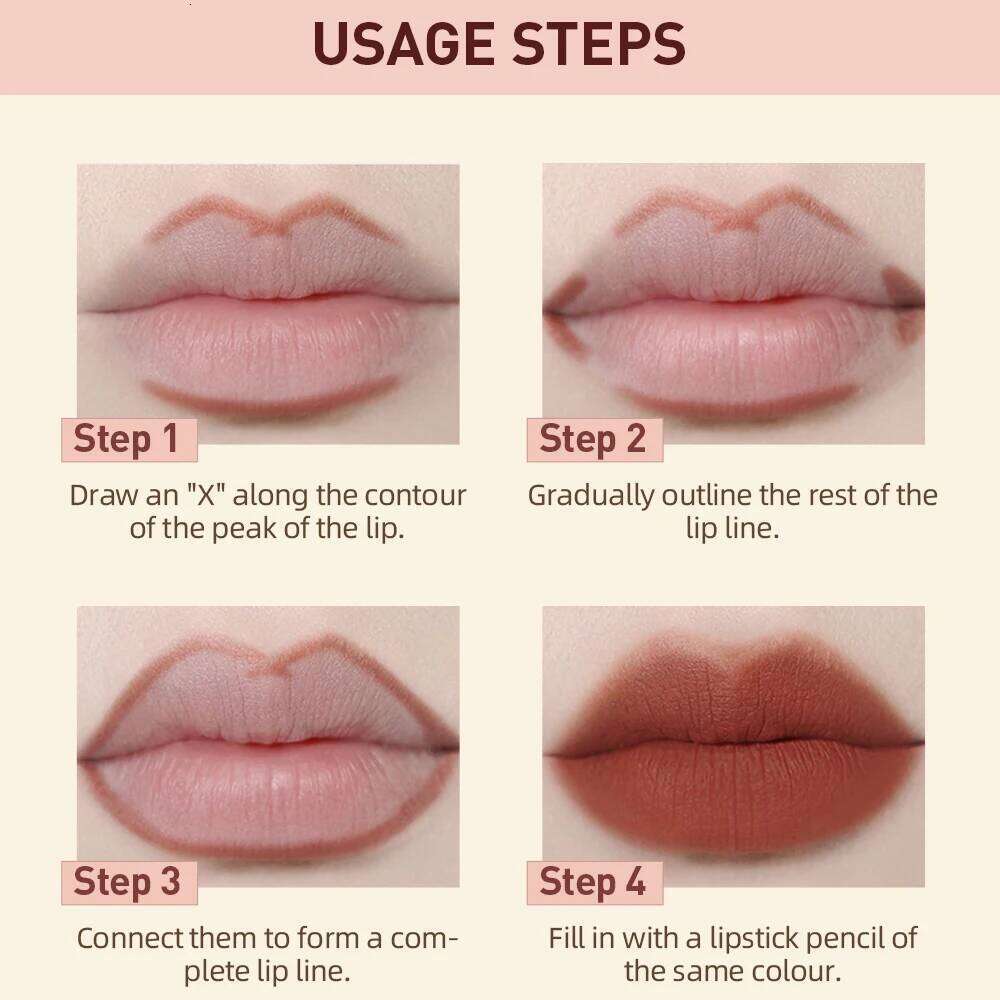 QIBEST 2pcs Lipstick Lipliner Pen Set Matte Velvet Liner Pencil Contour Makeup Sexy Red Lip Stick Long Lasting Cosmetics W260311
