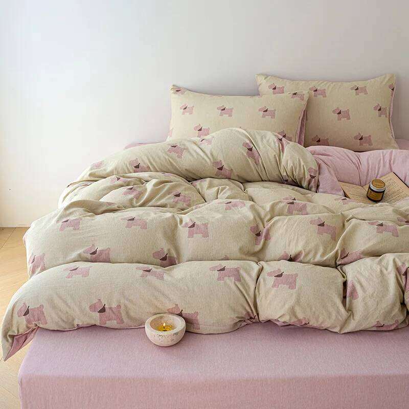 2025 new yarn-dyed warm fleece ground double-layer yarn bed four-piece set thickened in autumn and winter cute cartoon H260312