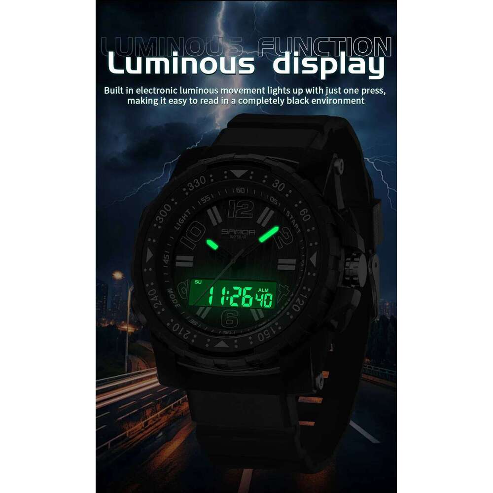 SANDA New 3375 Fashion Sports Multi functional Waterproof LED Student Electronic Watch