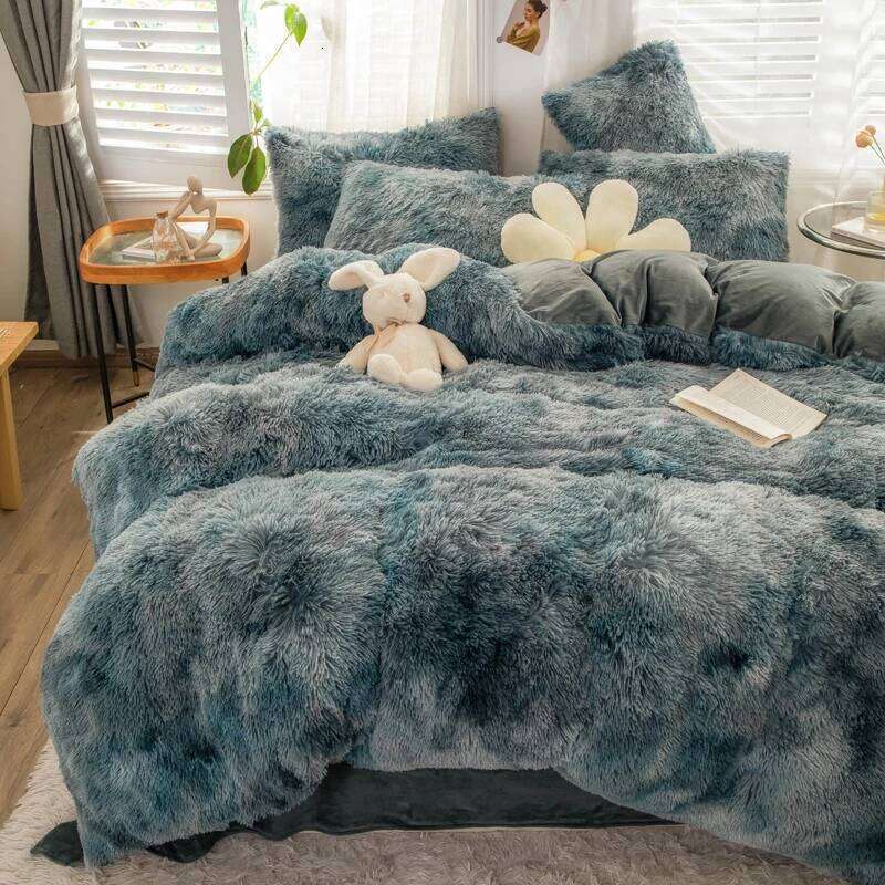 Thickened mink four-piece set winter Warm plush duvet cover flat sheet pillowcases Colorful crystal velvet 4PCS sets queen king H260312