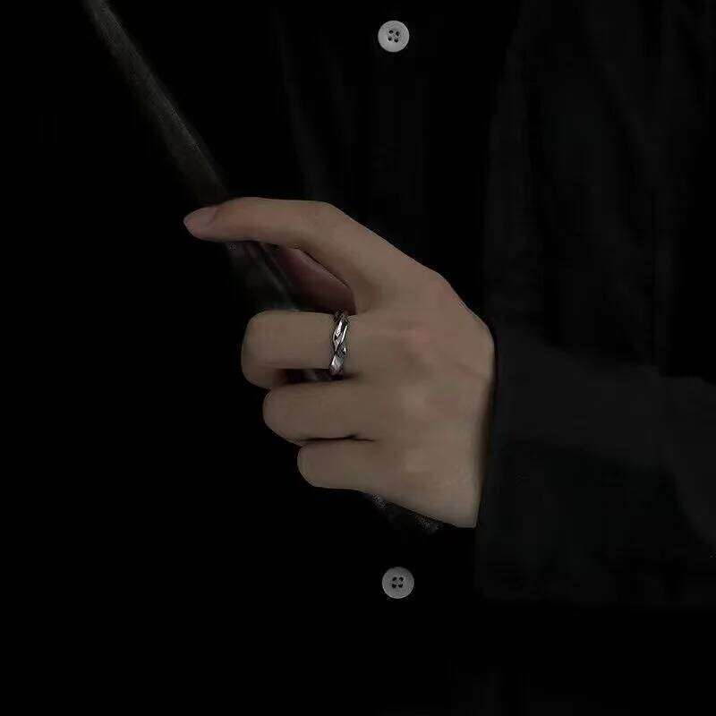 Mobius Wave Silver Color Alloy Open Ring For Women Simple Retro Men Jewelry Trend Accessories H260312