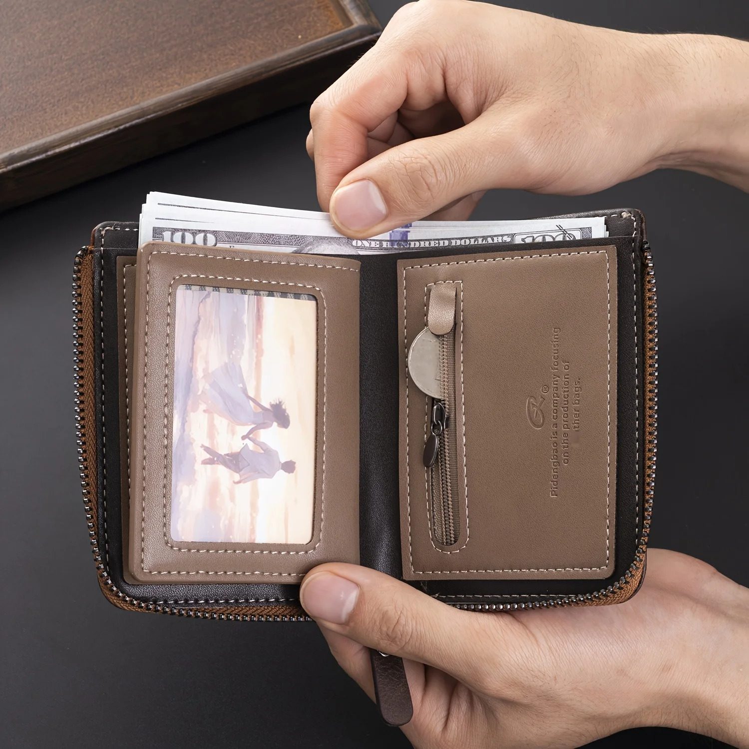 Mens Retro Short Wallet Multifunctional Fashion Zipper PU Leather Coin Purse High Quality Credit Card Holder Ideal Gift For Men 260304