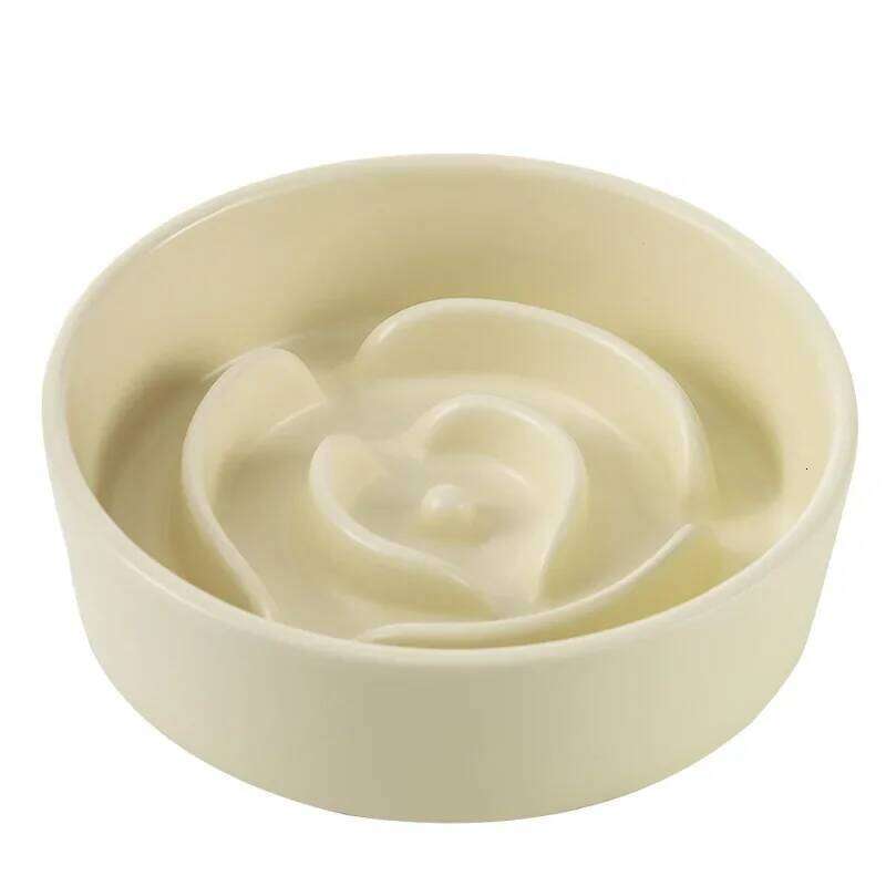 Ceramic Pet Cat Small and Medium-Sized Dogs Dog Puppy Feeding Anti-Choke Slow Food Anti-Tumble Eating Bowl 26Y0312
