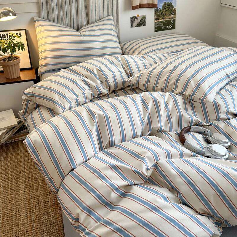 100% Cotton Stripe Style 3-Piece 1 Duvet Cover + 2 Pillowcases,Minimalist Bedding Set for All Seasons H260312