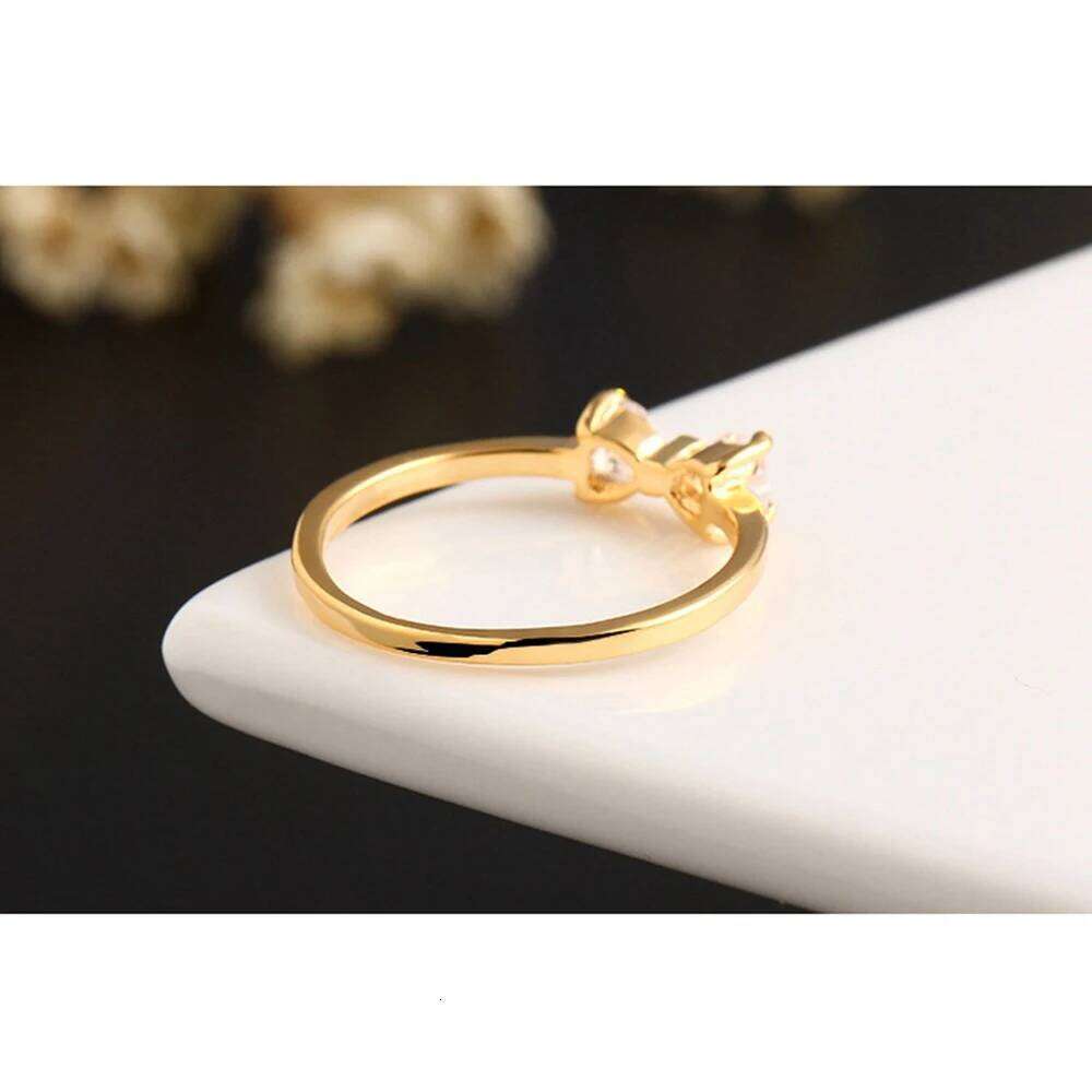 New Brand Women Statement Rings Jewelry White Gold Color Bowtie Cubic Zirconia Wedding Band Ring Bague Femme Bijoux H260312