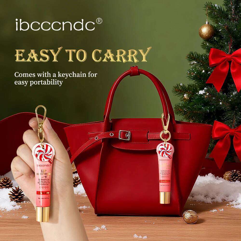 2pcs Bad Girl Glossy Set Strawberry Balm and Lip Gloss Combo Long-Lasting Hydrating Plump Lips Christmas W260311