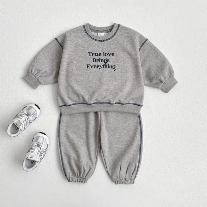 ChildrenS Spring Autumn Letter Printed Pattern Loose Casual Sweatshirt Jogger Pants Set 2Pcs Sport Wear For Boys And Girls 260311