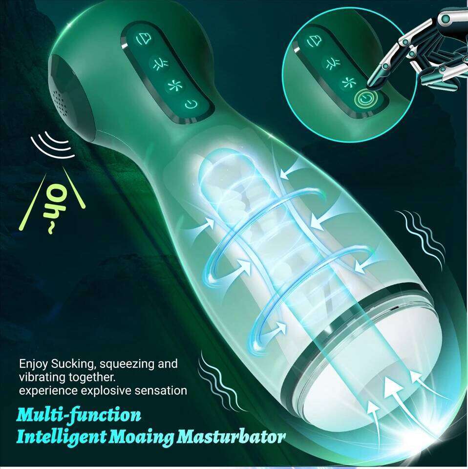 Smart APP Control Pleasure Cup for Men 6 Suction Clamp Vibration Modes Voice Interaction 9 Patterns Magnetic Charging Tech Toy Z260312