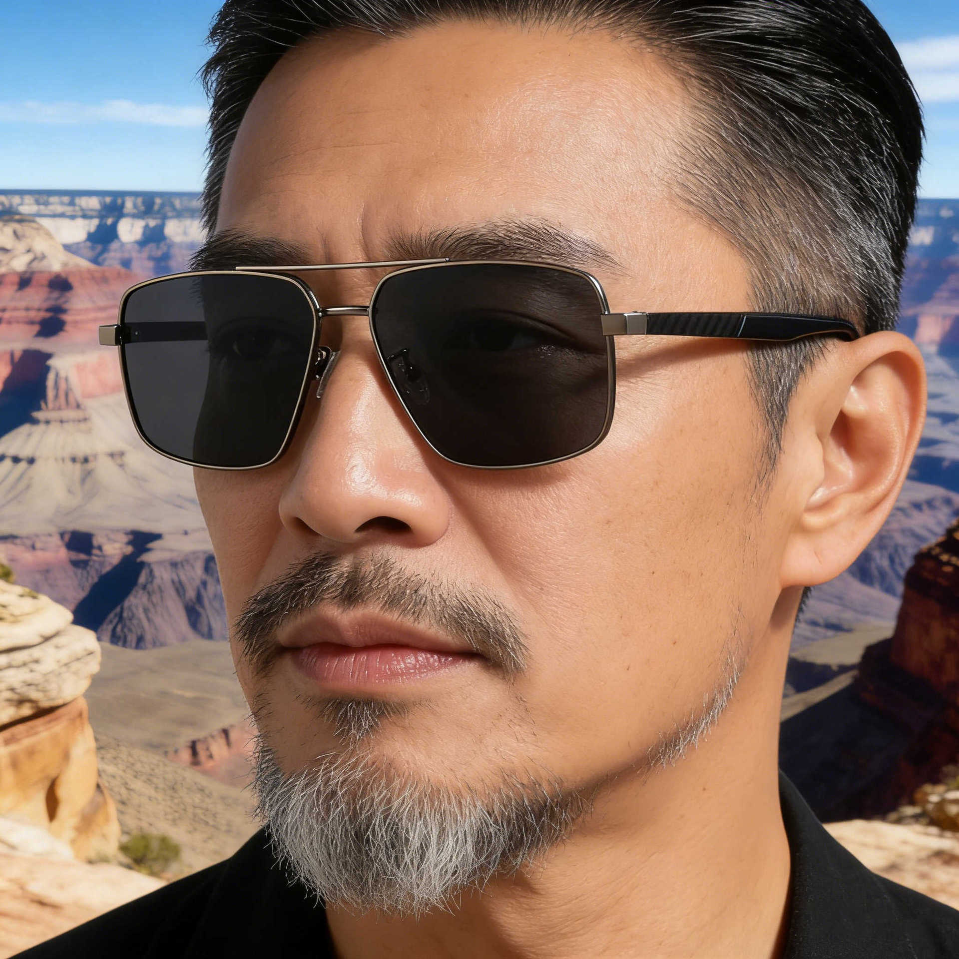 2026 New Fashion Square Large Frame Polarized Retro Double-Beam Sun Protection Sunglasses for Men,