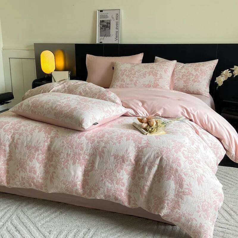 High-end Class A 60 pure three-layer yarn four-piece set, high-grade washed cotton sheets, quilt covers, bedding H260312