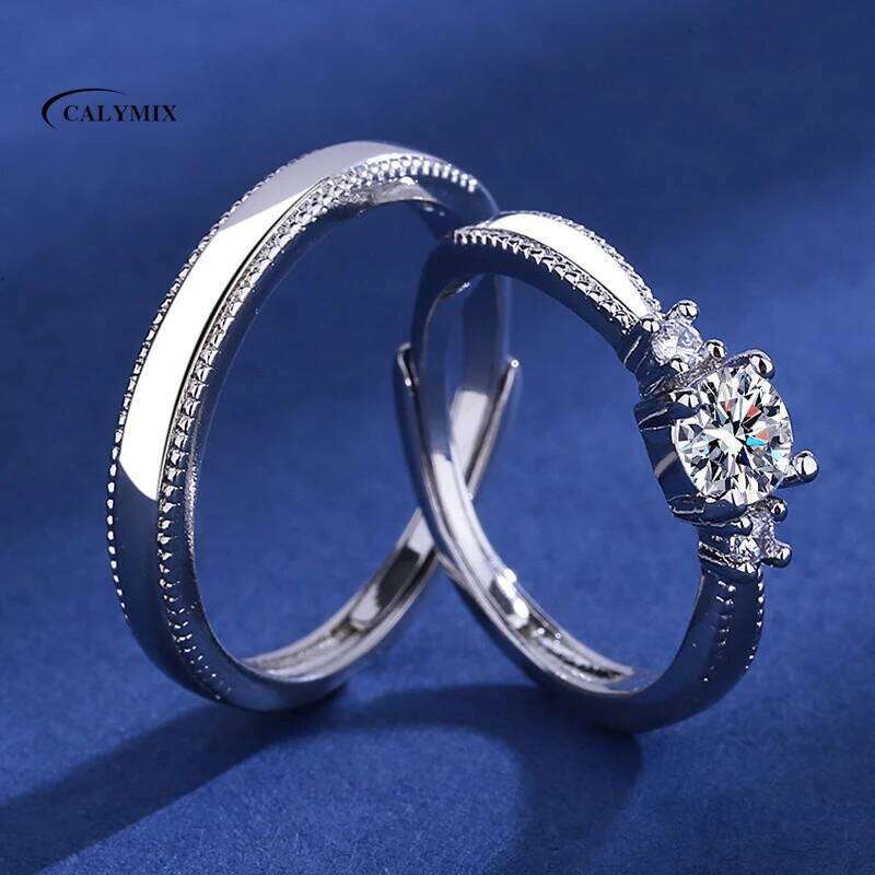 NEW 2PCS 925 sterling Pearl shine Zircon heart Rings Sunlight fashion original Ring silver womer lovers gift W260311