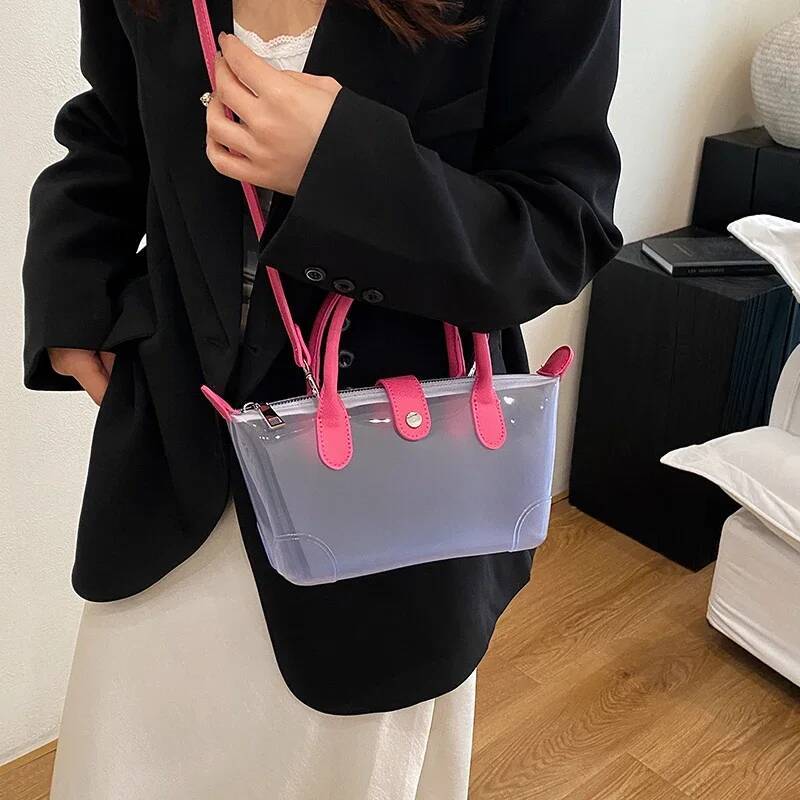 Transparent PVC Ladies Small Handbags Stadium Approved Women Clear Bag Fashion Waterproof Casual Simple Crossbody Shoulder Bags