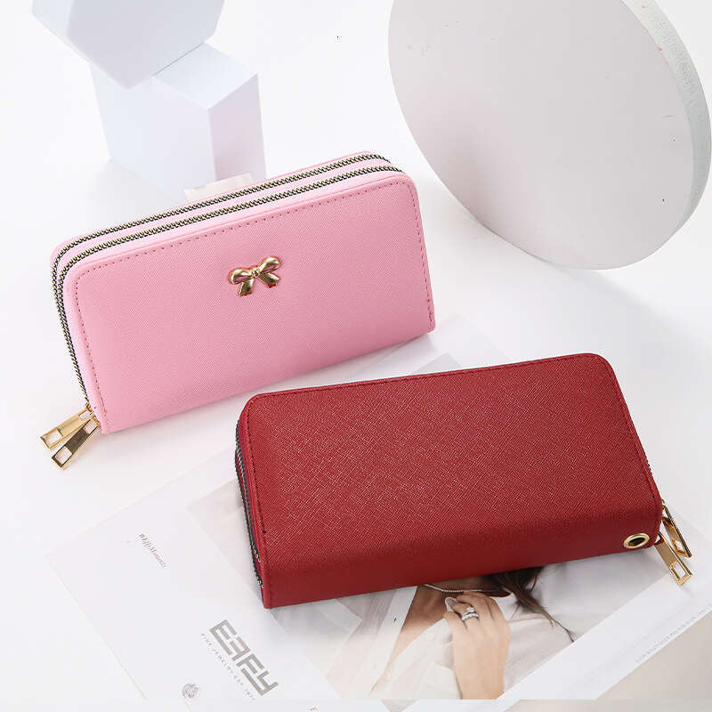 Luxury fashion wallet Popular In Foreign Trade Women S Manufacturer Wholesale New Bow Double Zipper Wallet Fashion Mobile Phone Bag