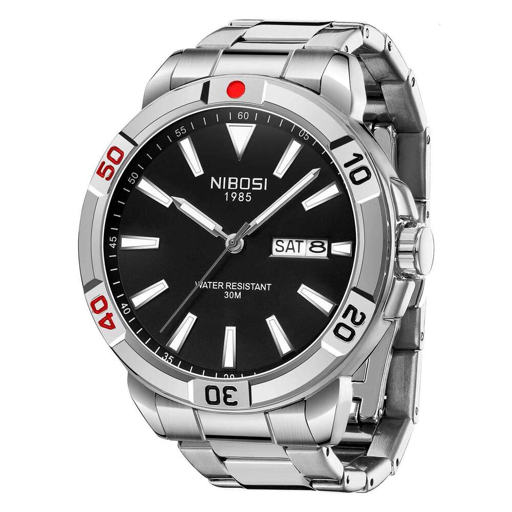NIBOSI Analog Quartz Mens Watches Top Brand Luxury Week-Date Men Waterproof Stainless Steel Luminous Business Dress Watch