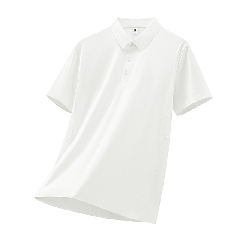 Cross-border seamless nylon-polyester for men, short-sleeved t-shirt, solid color business casual men's collared top, T-shirt polo shirt