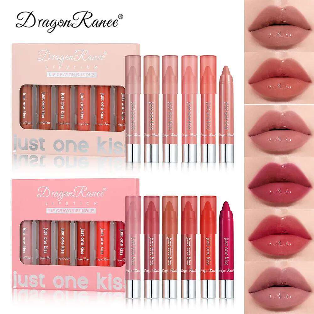 Dragon Ranee 6pcs/set Matte Velvet Crayon Long Lasting Color Waterproof Swirl Lipstick Solid Lip Balm W260311