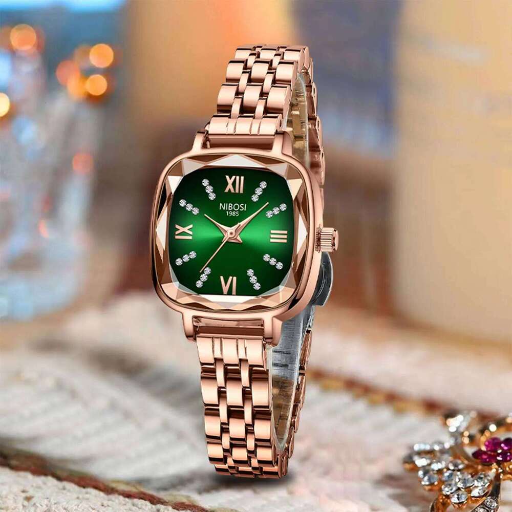 NIBOSI Top Elegant Women Wristwatch Luxury Waterproof Ladies Watch Stainless Steel Rectangle Quartz Women's Watches Female Reloj