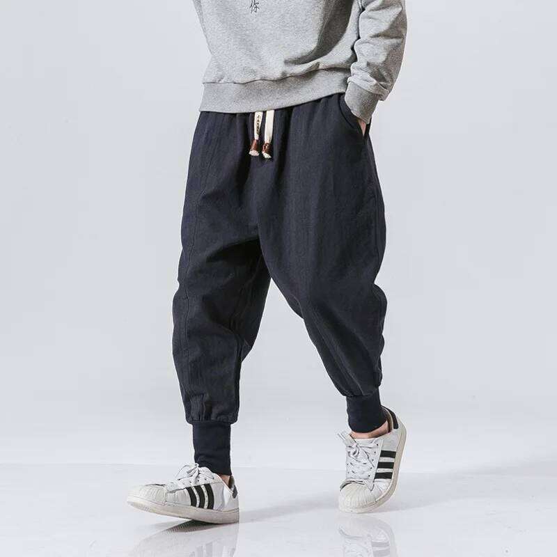 2025 New Trendy Men Harem Pants Loose Oversized Style Cotton and Linen High Quality Jogger Sweatpants Casual Male Trousers