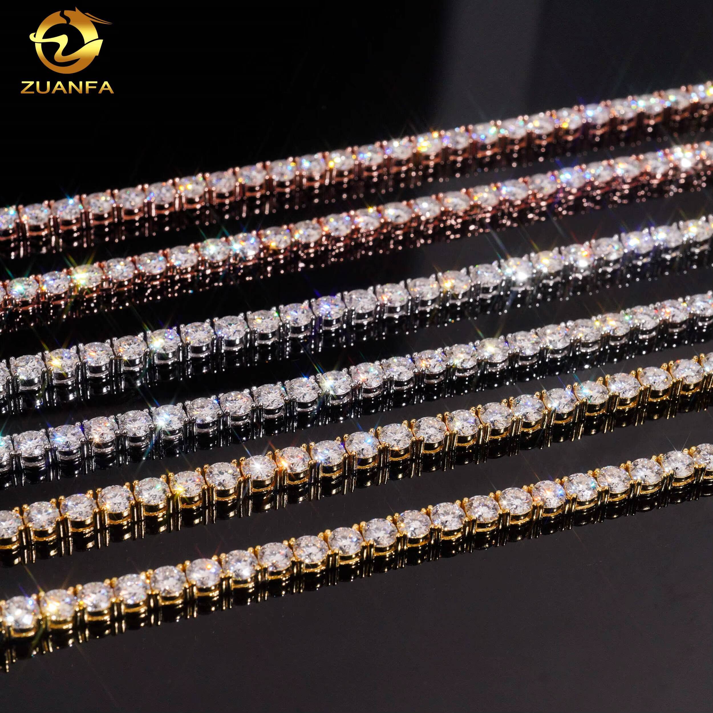 Iced Out Hip Hop Tennis Chain Jewelry Luxe 5MM Lab Grown Diamond Necklace 10K Rose Gold