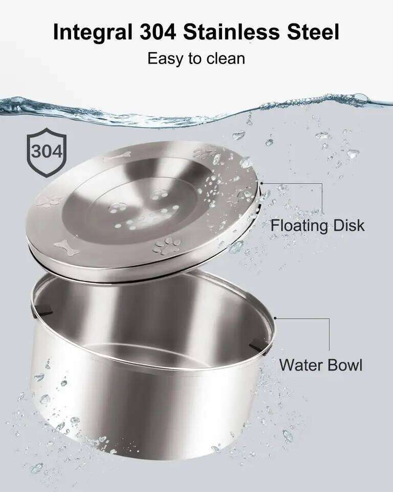 3L Stainless Steel No Spill Non-Slip Slow Dog Bowl Water Feeder Dispenser for Medium Large Dogs 26Y0312