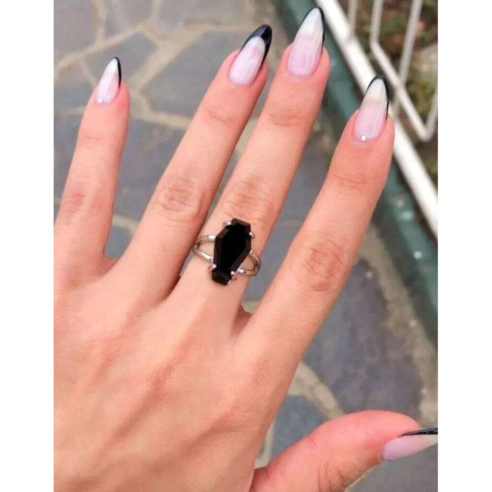Coffin Ring, Goth Black Jewelry, Vampire , Witch, Gothic, Rings, Onyx Gemstone jewelry H260312