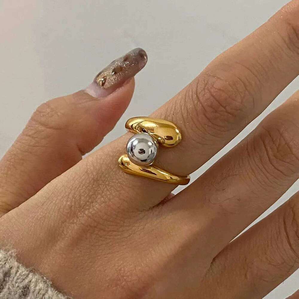 XIANING Trendy Stainless Steel Metal Geometric Hollow Ring for Women 18K Gold Plated Personality Fashion Jewelry H260312