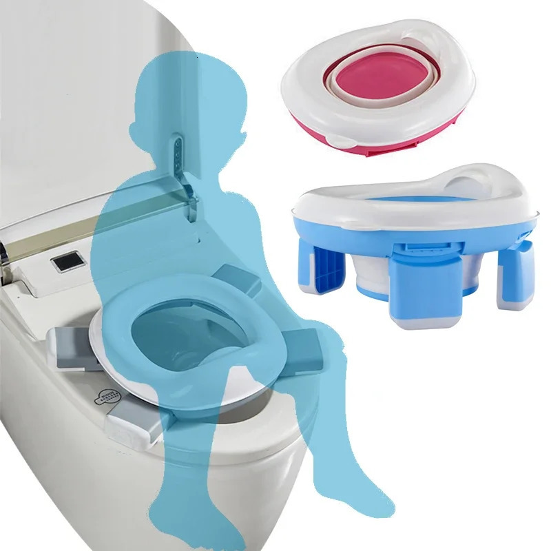 3 in 1 Travel Toilet Seat Foldable Children Potty with Bags Baby Pot Portable Silicone Training for Kids 260311