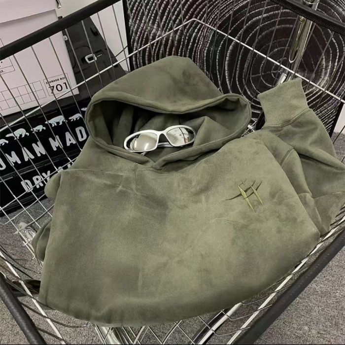 Heavyweight Suede Sweatshirt For Men Autumn And Winter Style Trendy Brand Cool Oversize Loose Designer Hoodie Thickened Hooded Jacket