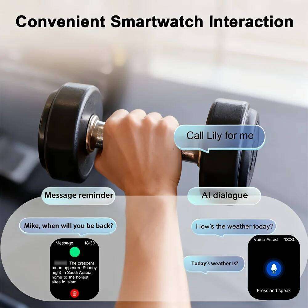 LAXASFIT New Smart Voice Assistant Fitness Band with Call/Text Alerts Multiple Exercise Modes Smartwatch Weather
