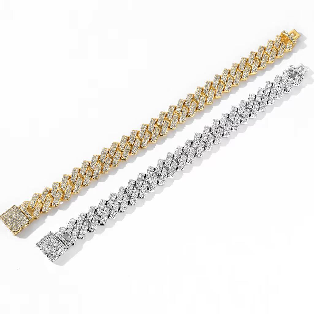 BES 14MM Custom Hip Hop Jewelry Iced Out 925 Sterling Prong Setting VVS Lab Moissanite Cuban Link Chain Necklace Hip Hop for Man