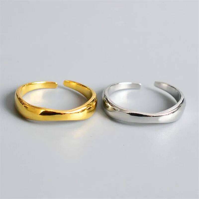New Fashion INS Minimalist Irregular Wave Pattern 925 Sterling Silver Jewelry Exquisite Smooth Popular Opening Rings TYB001 H260312