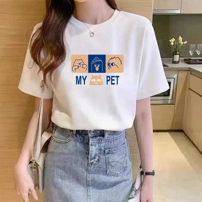 Cartoon Kawaii Print Women T-Shirts Causal Summer Short Sleeve Clothing Harajuku Graphic Tees Graphic White Female Tops O-NeckT260312