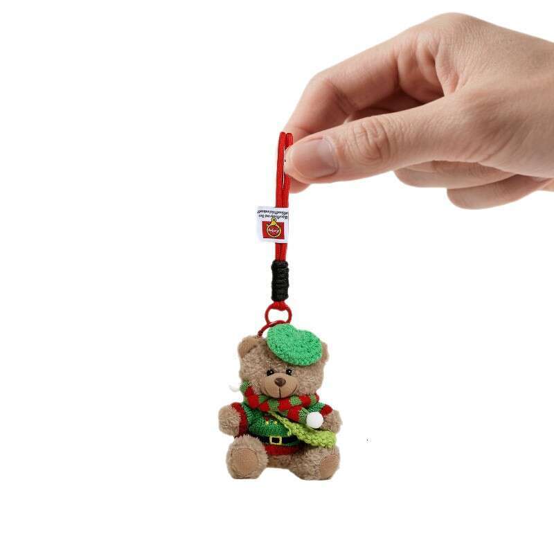 DIY bear keychain Christmas couple gift plush toy backpack pendant