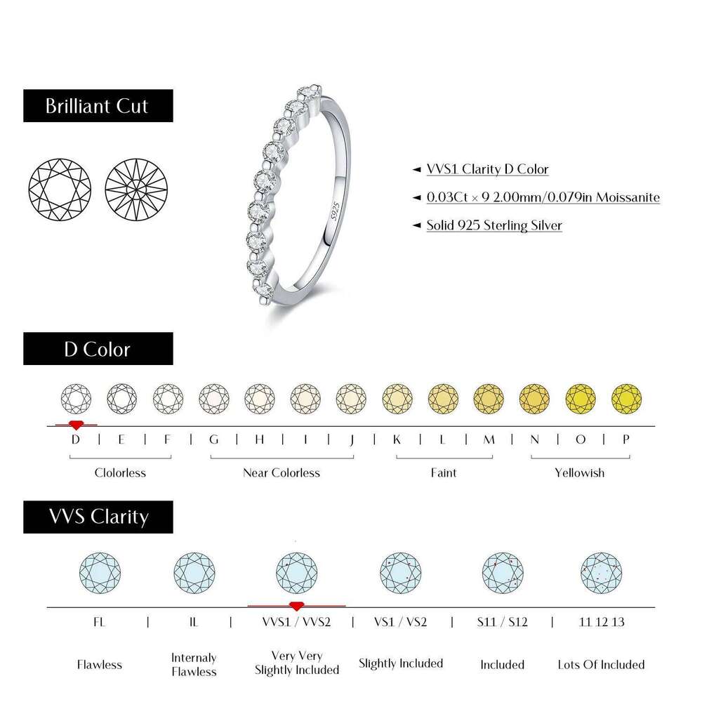MODIAN D Color Moissanite Round Ring 925 Sterling Silver Sparkling Stacking Slim Band Rings For Women Wedding Fine Jewelry Gifts H260312