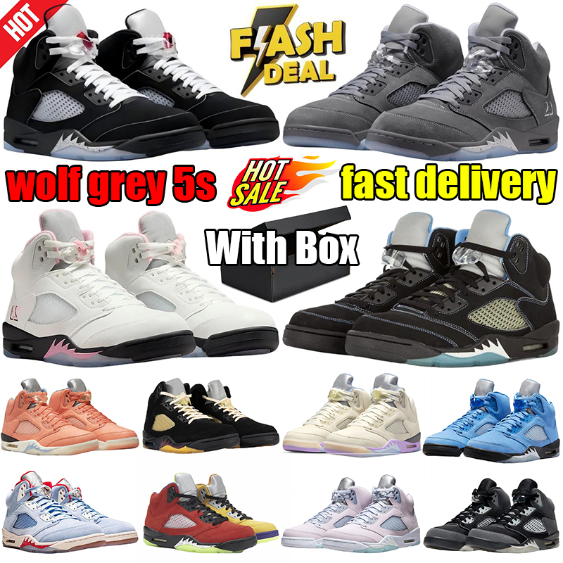 With Box j5 5 5s basketball shoes 5s wolf grey 5s black metallic reimagined 5s 35th anniversary pink men women outdoor sports mens trainers sneakers designer shoes