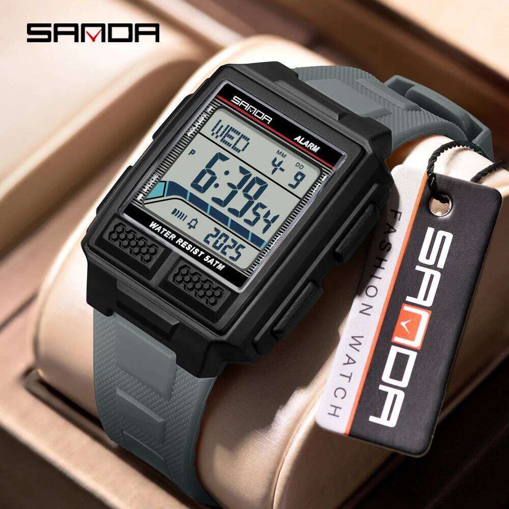 SANDA 2212 Youth Sports Electronic Watch 5ATM Waterproof Night Light Countdown Stopwatch Alarm Clock 3D Stereoscopic Case 2026