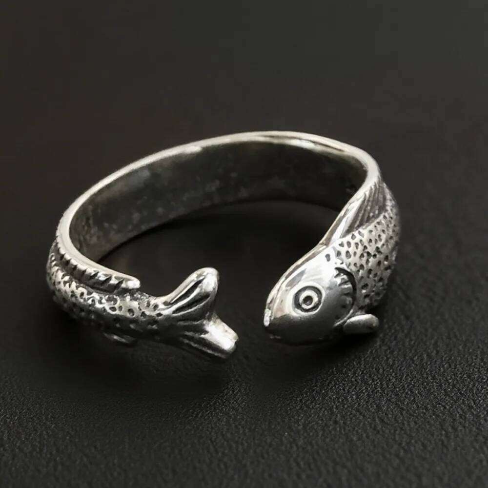Gorgeous Exquisite Texture Adjustable Open Ring with Elegant Fish Shaped Design Fine Jewelry Rings Sparkling Like Diamond Rings for Daily Wear
