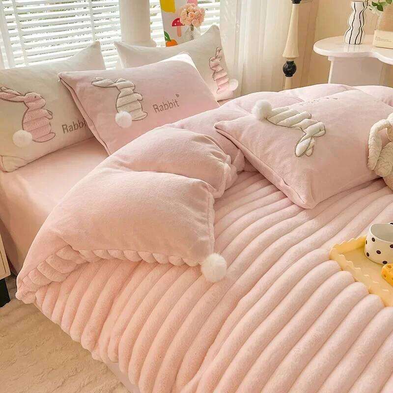 2023 New Class A B Face Milk obedient Rabbit Four Piece Plush Set for Warm Autumn and Winter H260312