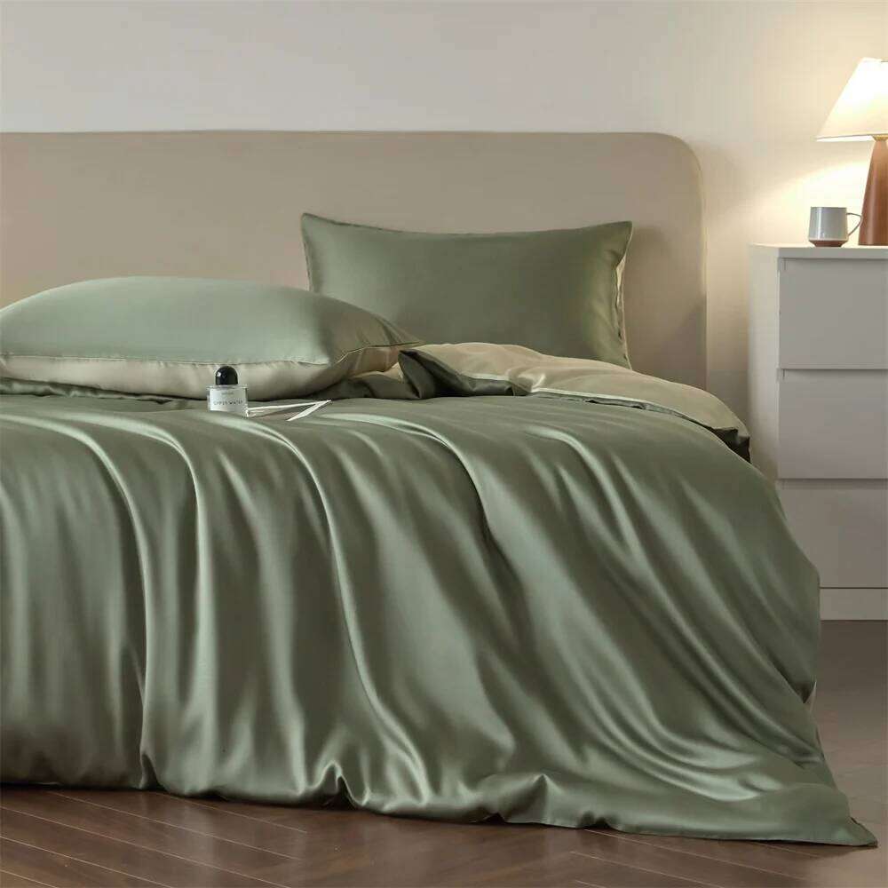 100% Silk Bed Sheet Bedding with Quilt Bedsheet Pillow Case High End Duvet Cover Set Queen Double Single H260312