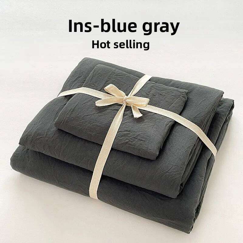 Pure color washed cotton four-piece set bedding H260312