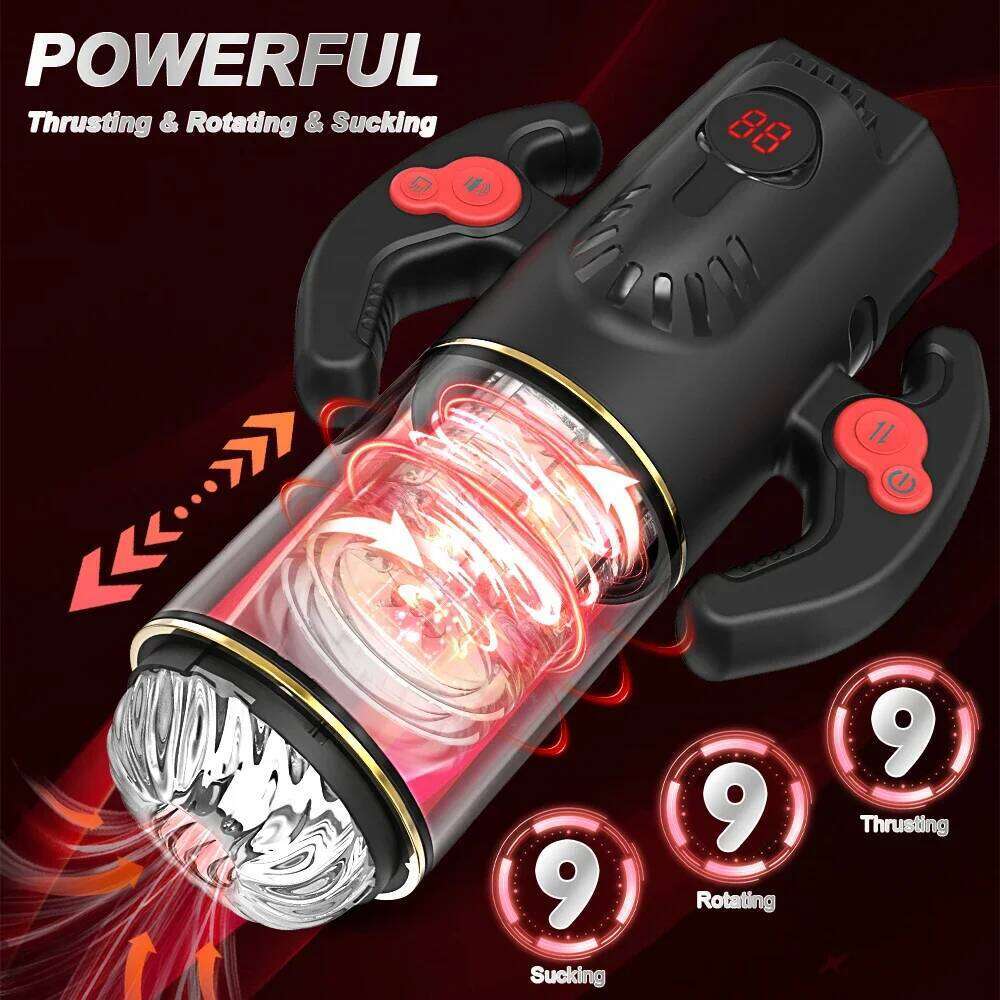 Automatic Sucking Male Masturbator Cup 9 Thrusting Rotating Vibrating Licking LCD Adult Sex Toys Blowjob Toy Penis Pump Z260311