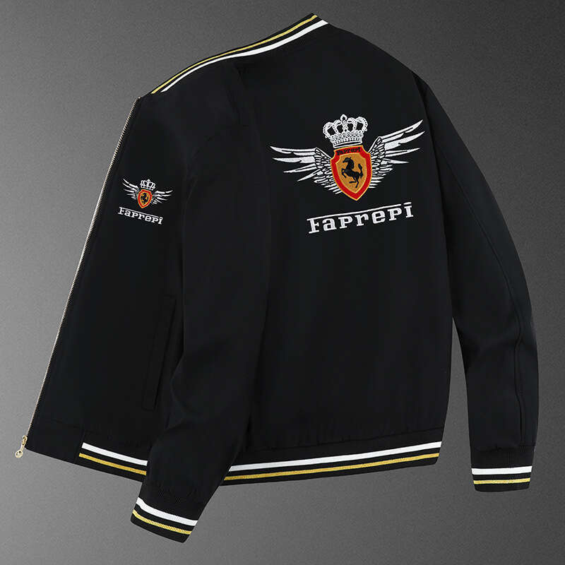 New Casual For Men, Embroidered High-End Baseball Light Luxury Jacket, Trendy Top, Men's Heavy-Duty Jacket