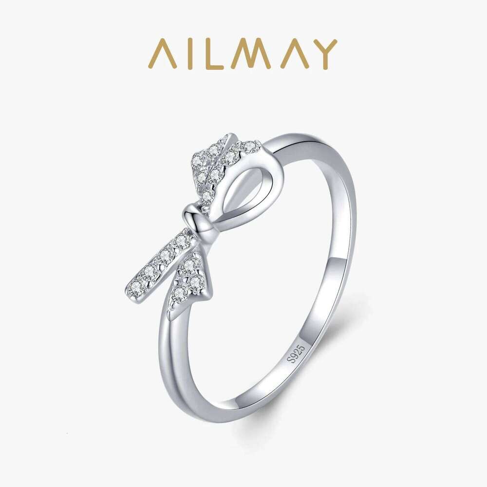 Ailmay Valentine Gift 925 Sterling Silver CZ Fine Rings Korean Style For Women Romantic Wedding Jewelry H260312